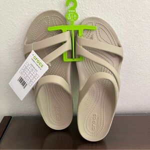 Crocs Kadee II Strappy Sandals Womens Size 8 Cobblestone Comfy NWT